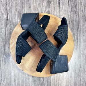 *Eileen Fisher | Finn Perforated Suede Sling Back Block Heel Sandals Size 7.5